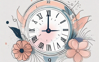 A calendar with various feminine symbols (like a flower or a drop) and a clock