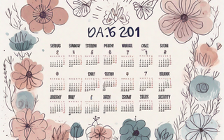 A calendar with various feminine symbols like flowers and butterflies