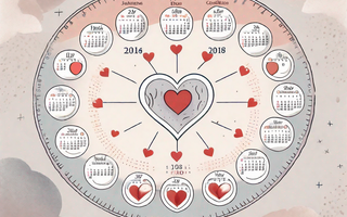A heart-shaped calendar with different phases of the moon representing the menstrual cycle