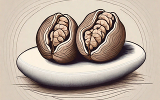 A pair of walnuts resting on a soft cushion to symbolically represent testicles and a massage environment