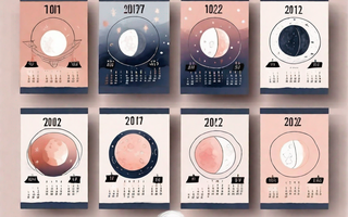 A calendar with different phases of the moon and feminine symbols to represent the menstrual cycle