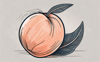 A stylized representation of a peach with a feather gently brushing against it