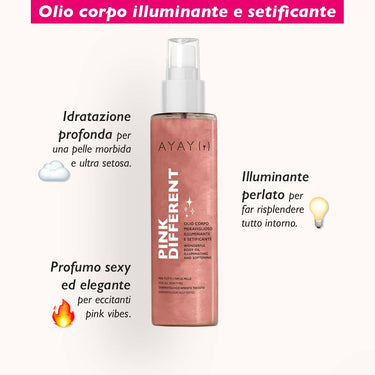 Pink Different - Olio corpo profumato illuminante di mandorle dolci