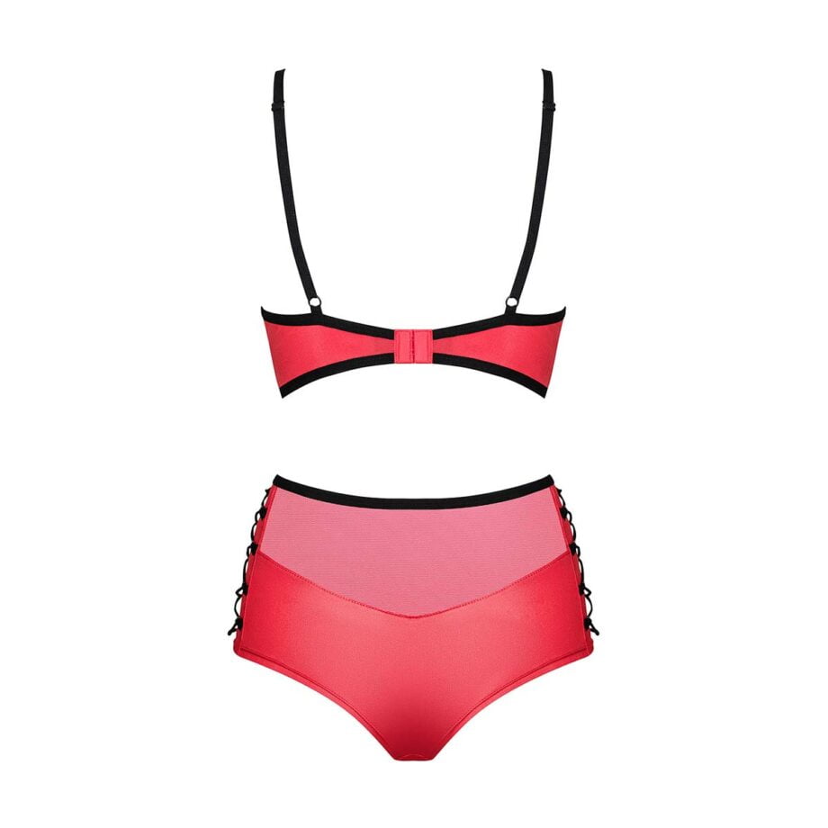 Completo intimo sexy in similpelle - Rosso - Ayay 2