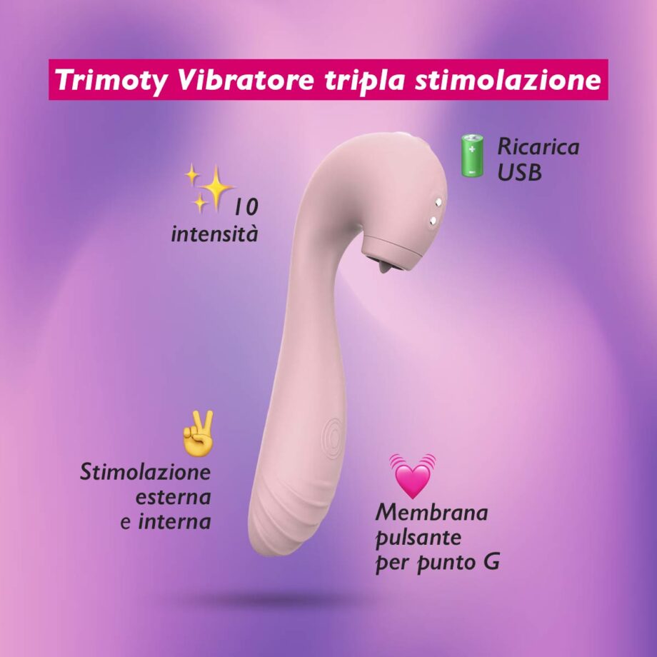 TRIMOTY - Vibratore TRIPLA stimolazione con 10 intensità per ogni sezione - Ayay 1