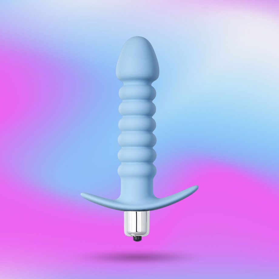Pannocchione - Plug anale a spirale con vibrazione - Blu - 11cm - Ayay 1
